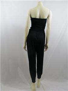 Black Cropped Strapless Jumpsuit Made in USA. S,M,L  