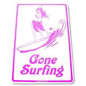  Gone Surfing Surfer Girl Street Sign   White Sports 