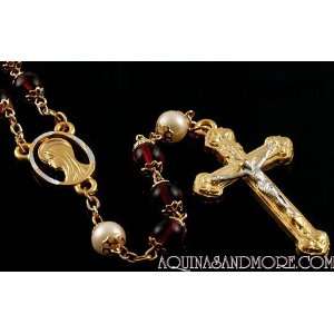   Plated Pewter Rosary With Ruby Red Glass Beads Arts, Crafts & Sewing