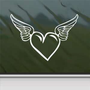  Heart With Wings White Sticker Car Vinyl Window Laptop 