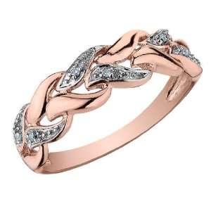  Diamond Ring in 10K Pink Gold, Size 9.5 Jewelry