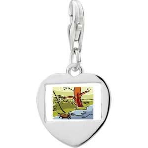  925 Sterling Silver Autumn Creek River Photo Heart Frame 