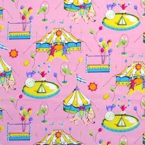  45 Wide Circus The Big Tent Pink Fabric By The Yard 