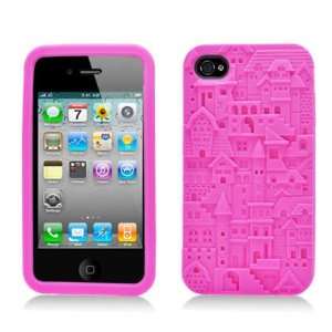  Hot Pink Building Soft Silicone Laser Cut Skin for Apple 
