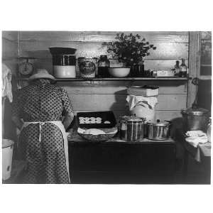  Woman making biscuits in country kitchen 1943