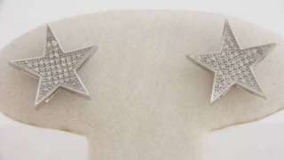 DIAMOND EARRINGS 18K WHITE GOLD PAVE STAR EARRINGS  