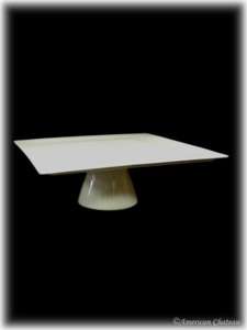 New White Porcelain Square Pedestal Cake Plate Stand  