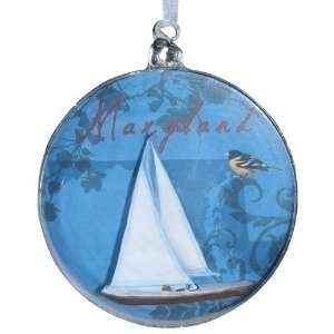  Pack of 6 State of Maryland Glass Disk Christmas Ornaments 