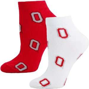 Ohio State Buckeyes Ladies White Scarlet Two Pack Socks  