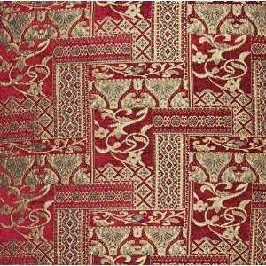 54 Wide Jacquard Chenille Starwood Squares Red Fabric By 