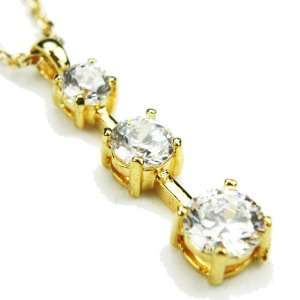    CZ Stick Necklace, Goldtone, Diamond Colored CZs, 18 Jewelry