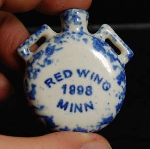 Red Wing Stoneware Mini Souvenir Spongeware Canteen 98  