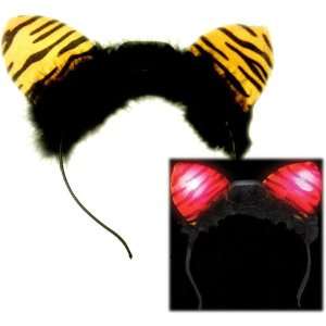  Flashing Striped Tiger Cat Ears Headband With Black Fur 