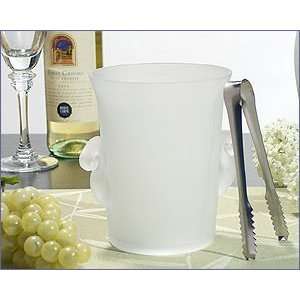 Frosted Glass Ice Bucket With Silver Ice Tong   Wedding 
