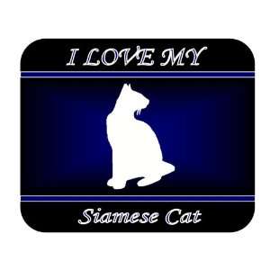  I Love My Siamese Cat Mouse Pad   Blue Design 