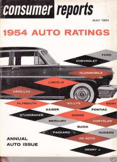 Consumer Reports, May 1954, The 1954 Auto Ratings  