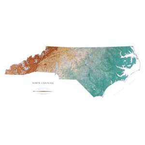 North Carolina Topographic Wall Map By Raven Maps, Print on Paper (Non 