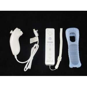  New White Remote Built in motion Plus Nunchuck for wii 
