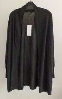 EILEEN FISHER Thin Wool Cardigan 2X Black CHAR Slouchy Pocket $198 NWT 