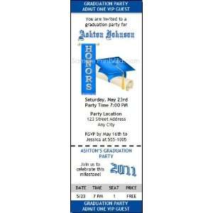 Dark Blue Honors Graduation Party Ticket Invitation 