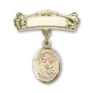  14kt Gold Baby Badge with St. Anthony of Padua Charm and 