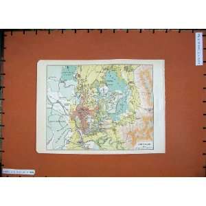  1929 Colour Map India Street Plan Srinagar Anchar Lake 