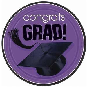   Amscan Congrats Grad Purple Graduation Dinner Plates 