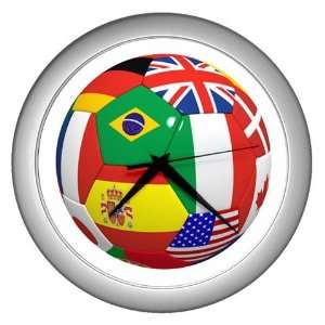  World Soccer Ball Wall Clock (Silver)