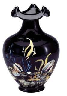 fenton paradise collection vase on black glass robin spindler s love 
