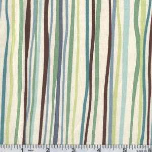  45 Wide Natural Effects Wavy Stripes Blue/Green Fabric 