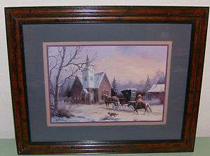   Interiors Picture Horse Buggy Snow Church Dog Cowboy M. Caroselli