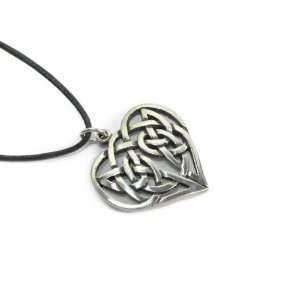  Heart Celtic Weave Pewter Pendant on Cord Necklace, The Celtic 