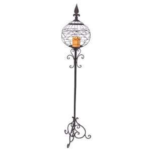 Spring Serenity Scrolling Pillar Sphere Candle Holder Lantern with 