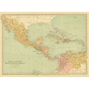   1873 Antique Map of Central America & the West Indies
