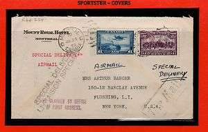 Special Delivery air mail 1939 cover to New York, with backstamps 1939 
