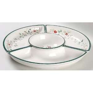  Pfaltzgraff Winterberry 4 Section Round Server (3 Side and 