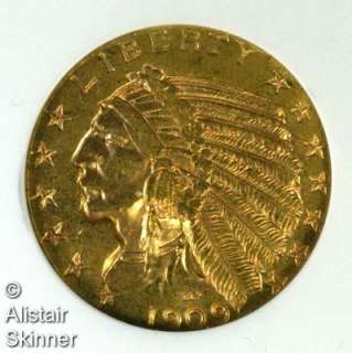 1909 D Five Dollar Gold Indian G$5 NGC MS62  