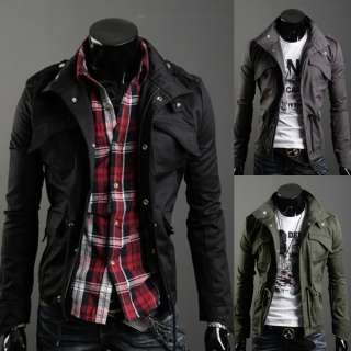 NEW Mens Casual Stylish Slim Trench Coat Jacket 3 Colour  