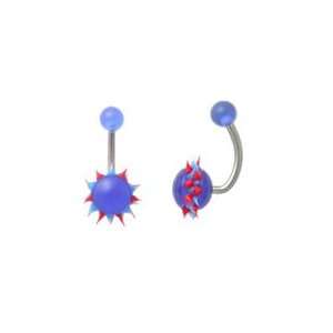  14g 7/16 SAW KOOSH BALL SPIKEY NAVEL BELLY RING Clear 