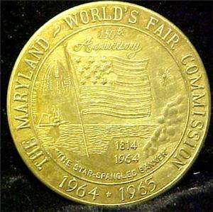 MARYLAND WORLDS FAIR COMMISSION 1964 1965 TOKEN 5885  