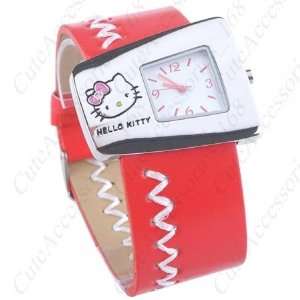   Wrist Band Red Color Watch + Promo Hello Kitty Charm 