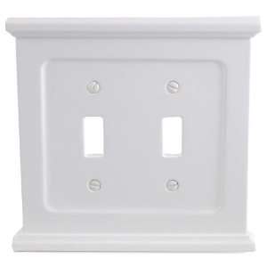 Mantel Wood Double Switch Plate, White