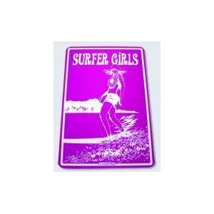  Seaweed Surf Co Surfer Girls Purple Aluminum Sign 18x12 