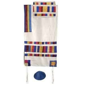  Yair Emanuel Raw Silk Appliqued Stripes Tallit Prayer 