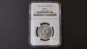 El Salvador 1943 Silver 25 centavo.NGC AU 55  