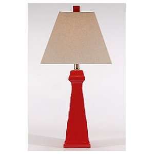  Cheerful Red Ceramic Tapered Square Column Table Lamp 