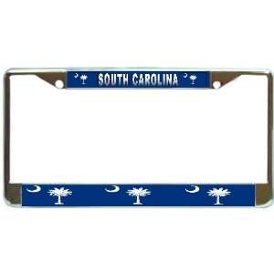 South Carolina Sc State Flag Chrome Metal License Plate Frame Holder