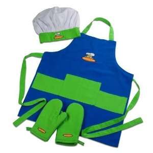  Child Chef Apron Set   Blue & Green Toys & Games