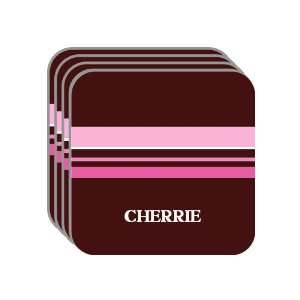 Personal Name Gift   CHERRIE Set of 4 Mini Mousepad Coasters (pink 