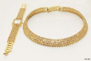 gold crystal necklace watch set new suzanne somers